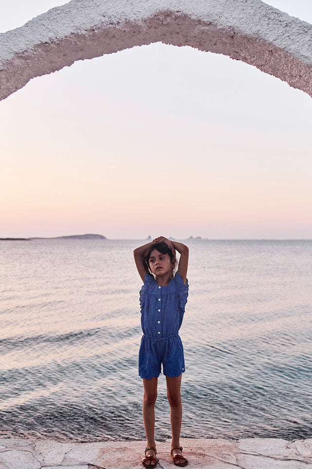 Kurzer Overall - Blau durchbrochene elektrische - Image principale