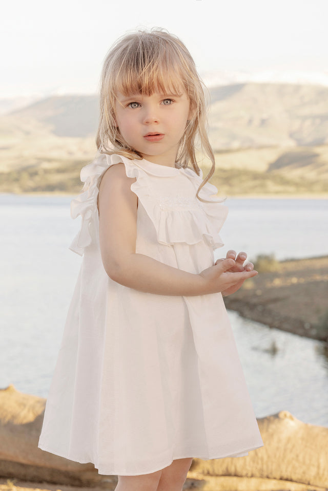 Robe - Ecru col claudine - Image principale