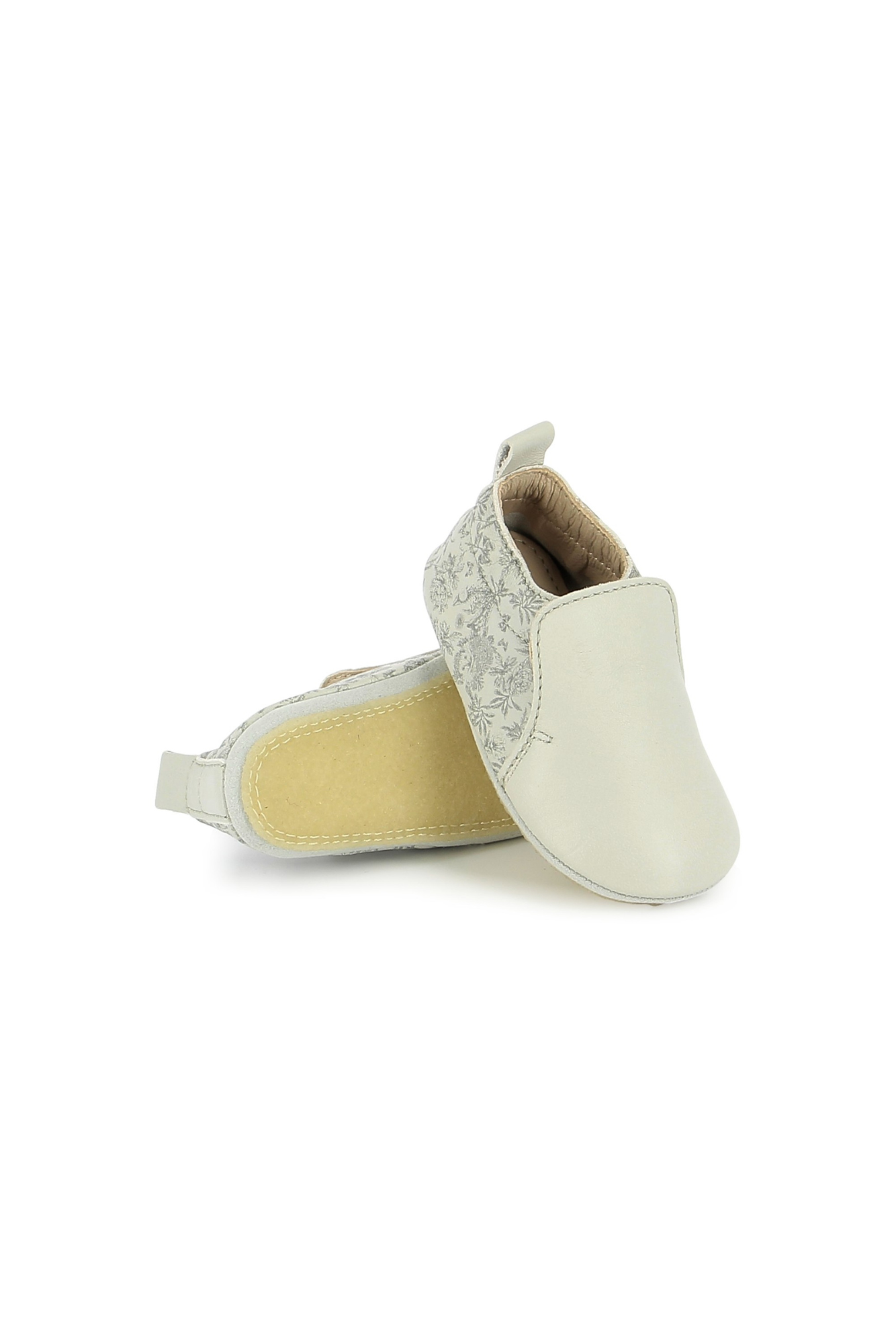 Slipper - Leder Grau inspirierender Druck Toile de Jouy
