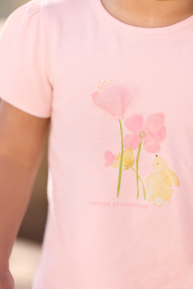 Maglietta- Rosa pallido Illustrazione fiori - Image principale