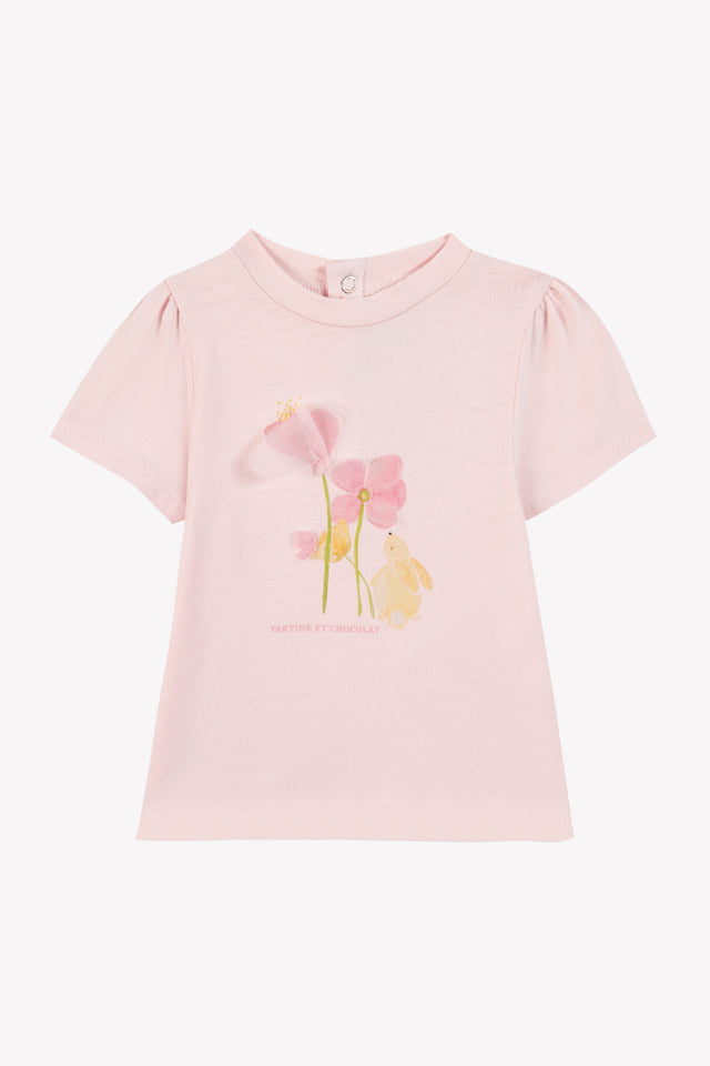 T-shirt - Pale pink Illustration flowers - Image principale
