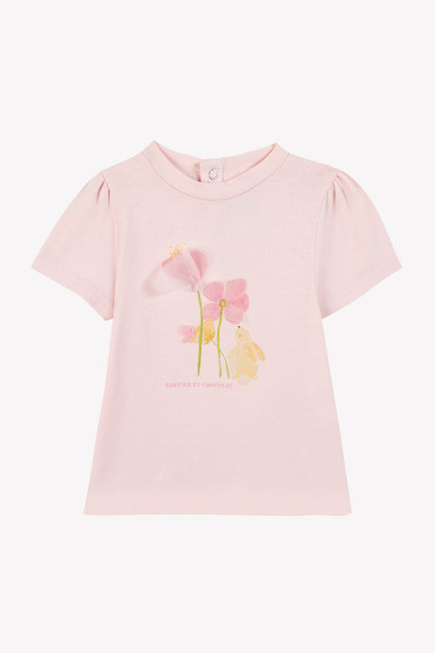Maglietta- Rosa pallido Illustrazione fiori - Image principale