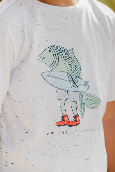 T-Shirt - Aqua Illustration Surferfisch - Image principale