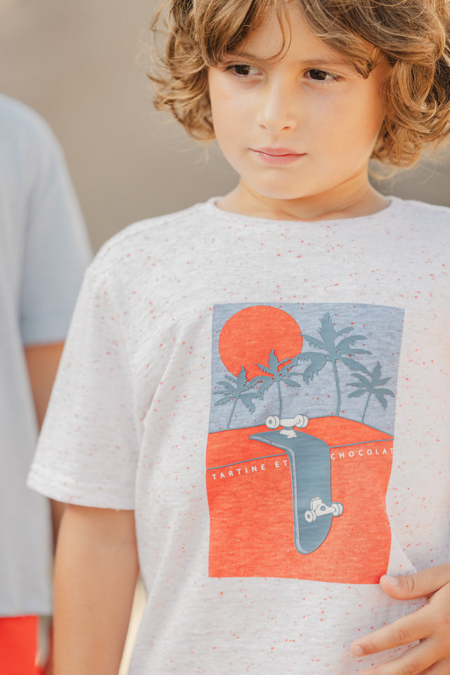 T-Shirt - Würziges Orange Illustration Schlittschuhlaufen - Image principale
