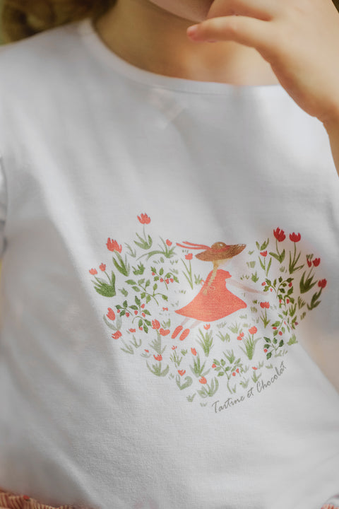 T-shirt - White Illustration flower heart - Image principale
