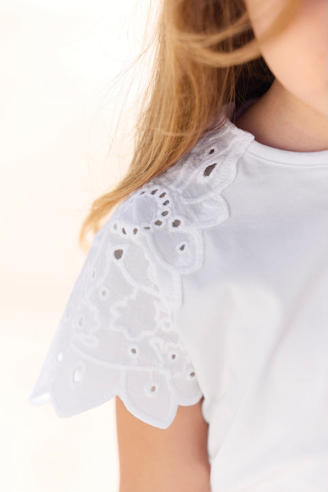 T-shirt - White English embroidery - Image principale
