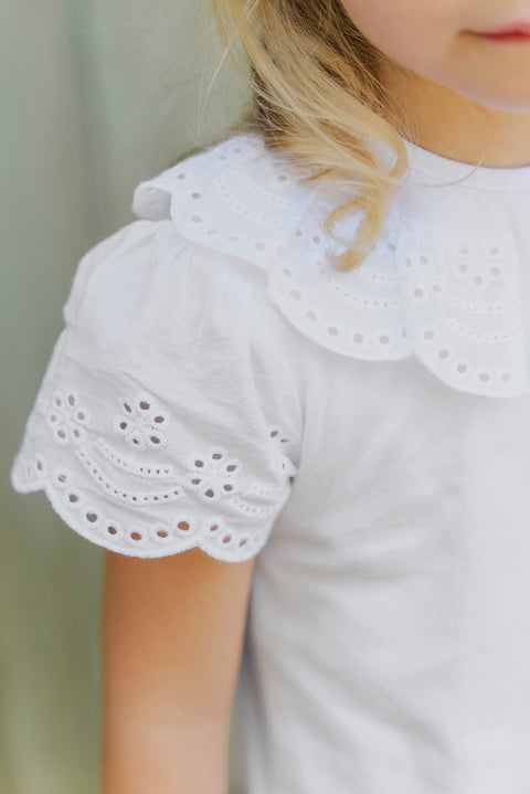 T-shirt - ecru English embroidery - Image principale