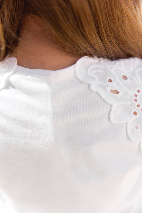 T-shirt - White English embroidery - Image principale
