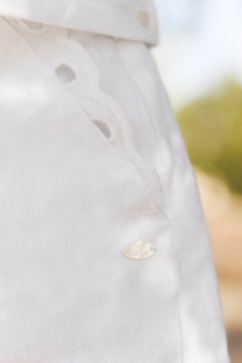 Short - Blanc lin détails ajourés - Image principale