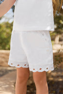 Short - Blanc lin détails ajourés