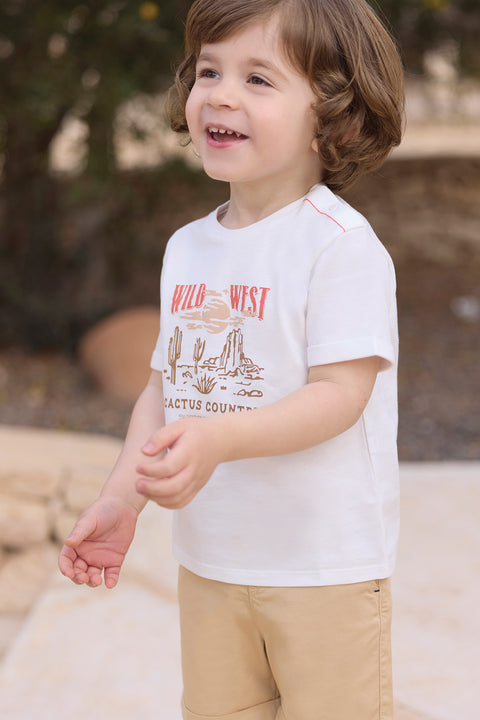 T-Shirt - Ecru Illustration Wilder Westen - Image principale
