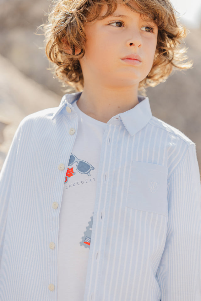 Shirt - Blau Grauwar bei Streifens - Image principale