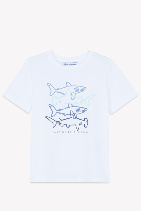 T-Shirt - Weiss Illustration Haie - Image principale