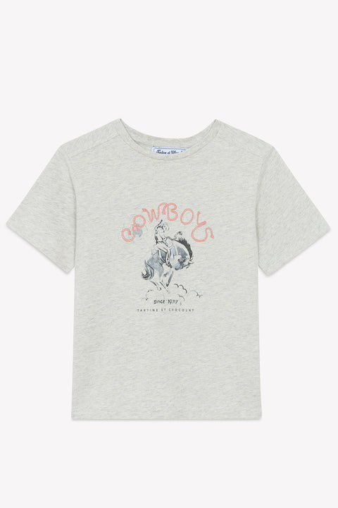 Camiseta - Gris claro brezo Ilustración vaquero - Image principale