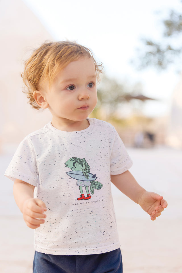 T-shirt - Aqua illustration poisson surfeur - Image principale