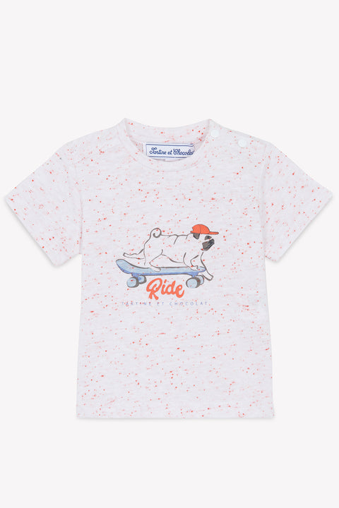 Camiseta -Rojo picante Ilustración perro patinador - Image principale