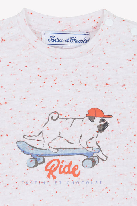 Camiseta -Rojo picante Ilustración perro patinador - Image principale