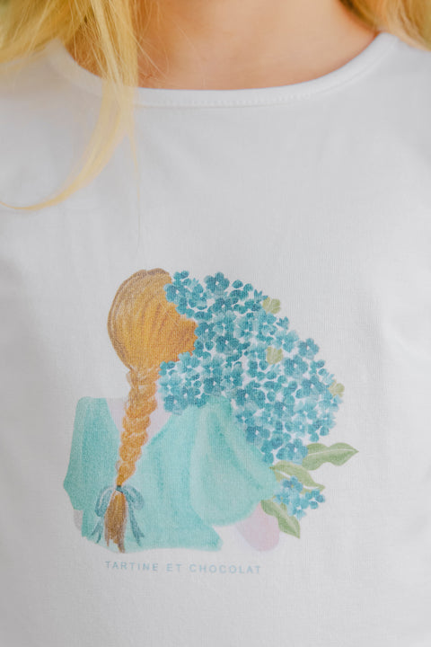 T-shirt - Blanc illustration fleurs - Image principale