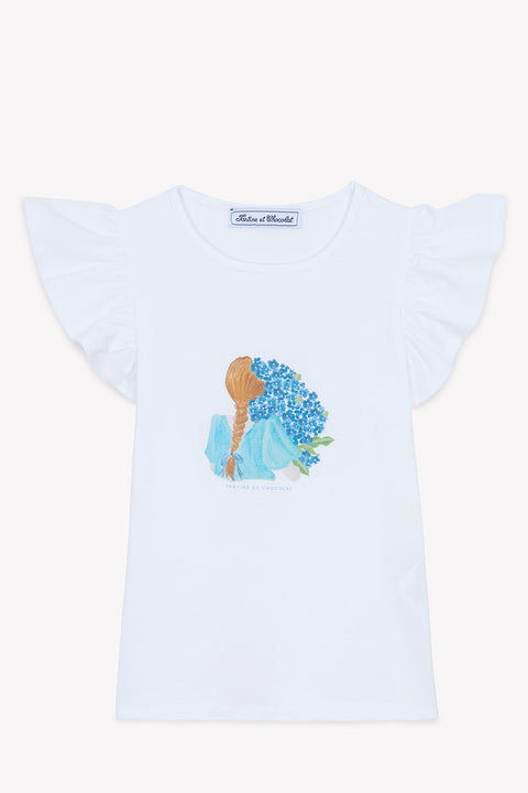 T-shirt - Blanc illustration fleurs - Image principale