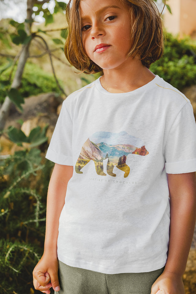 Camiseta - Blanco Ilustración oso - Image principale