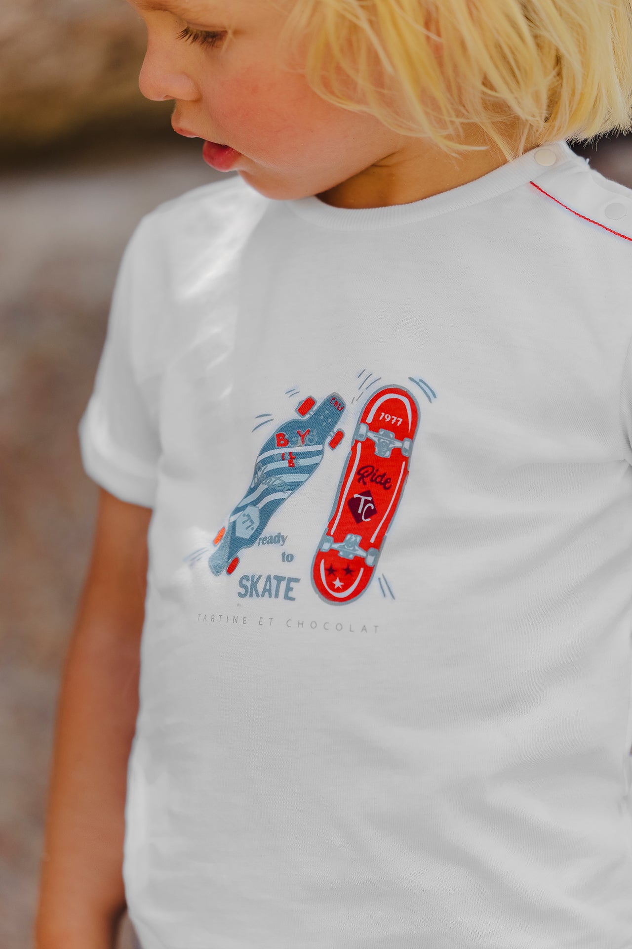 T-shirt Spicy Orange Illustration Boy skateboarding Tartine et