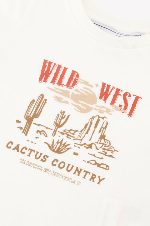 T-Shirt - Ecru Illustration Wilder Westen - Image principale