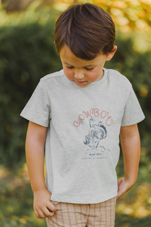 Camiseta - Gris brezo Ilustración vaquero - Image principale