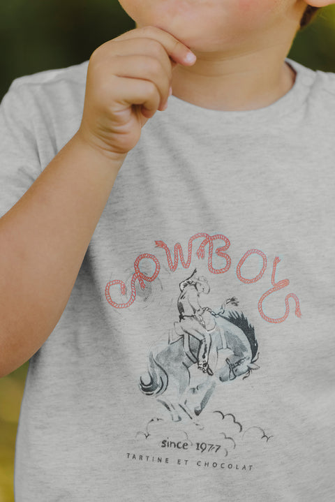Camiseta - Gris brezo Ilustración vaquero - Image principale