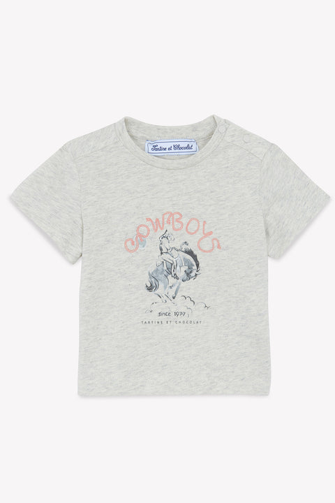Camiseta - Gris brezo Ilustración vaquero - Image principale