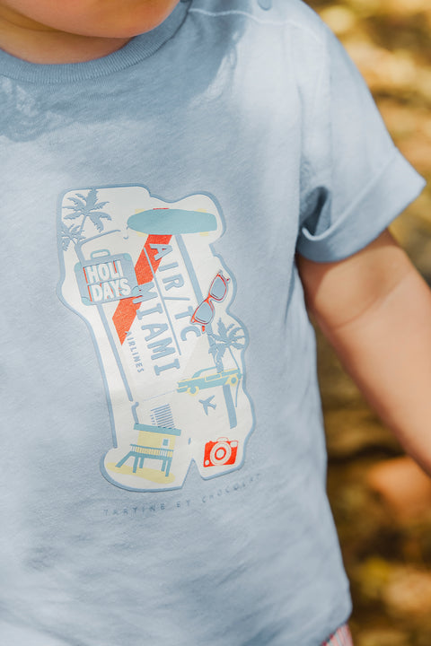Camiseta - Azul Grisyo Ilustración Miami - Image principale