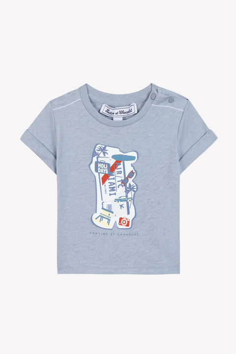 Camiseta - Azul Grisyo Ilustración Miami - Image principale