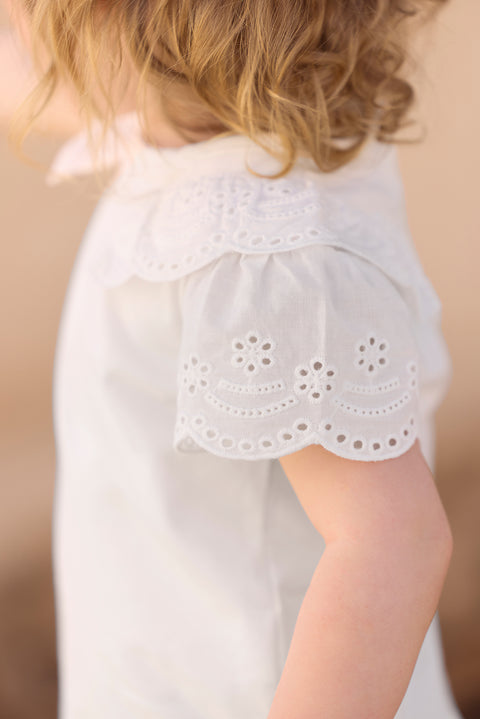 Maglietta- Bianco Ricamo inglese - Image principale