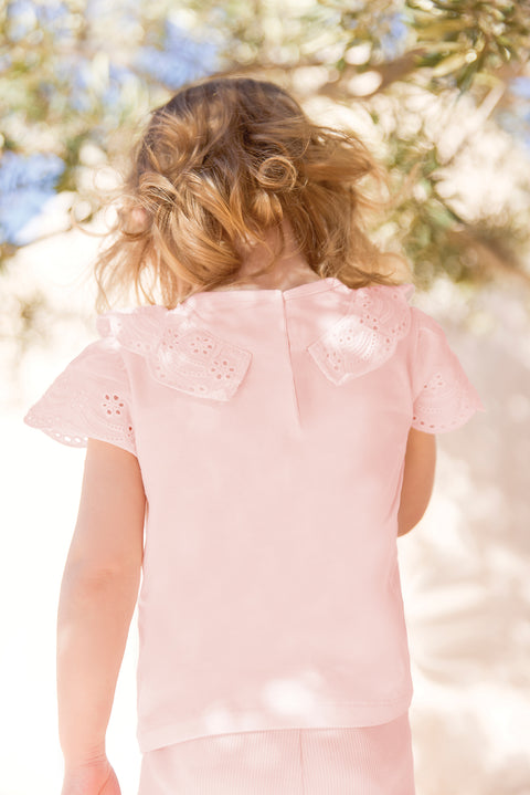 T-shirt - Pale pink English embroidery - Image principale