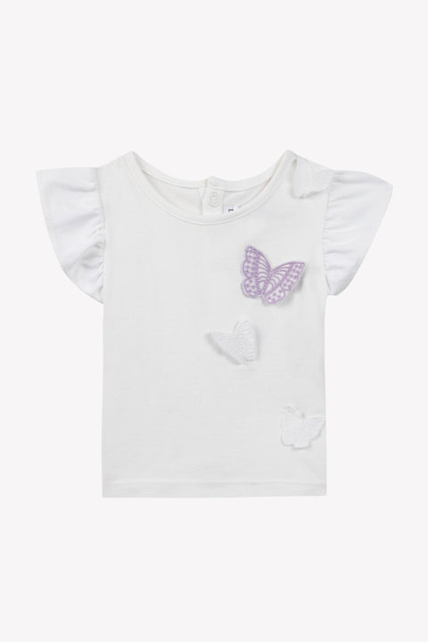 T-shirt - Lilac raised butterfly embroidery - Image principale