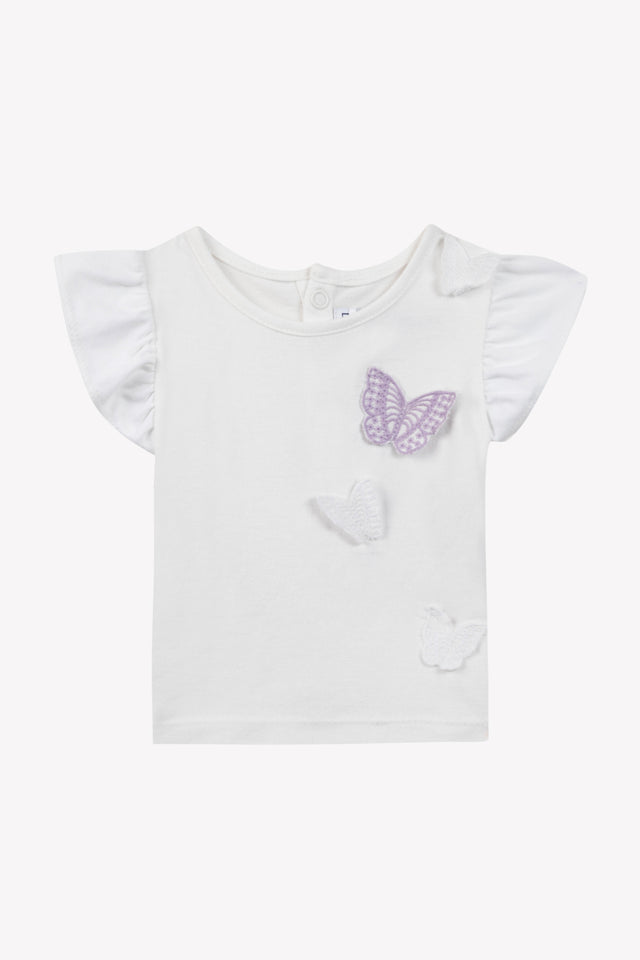 T-shirt - Lilac raised butterfly embroidery - Image principale