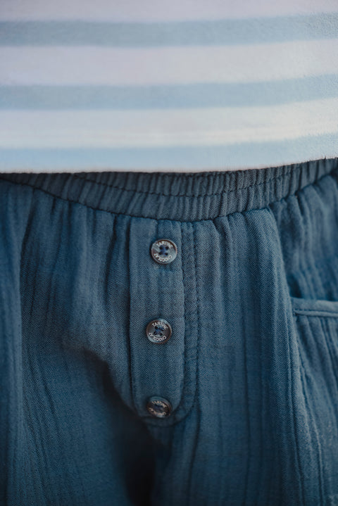 Kurze Hose - Marineblau Baumwollgaze - Image principale