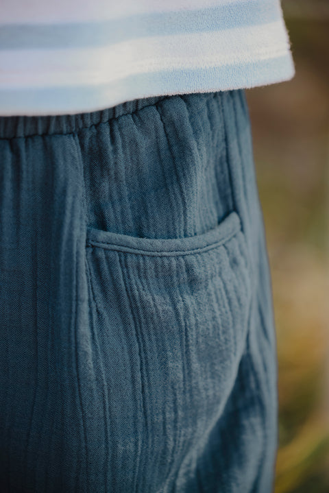 Kurze Hose - Marineblau Baumwollgaze - Image principale