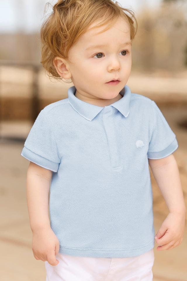 Polo- Blu lavato Maglia spugna - Image principale