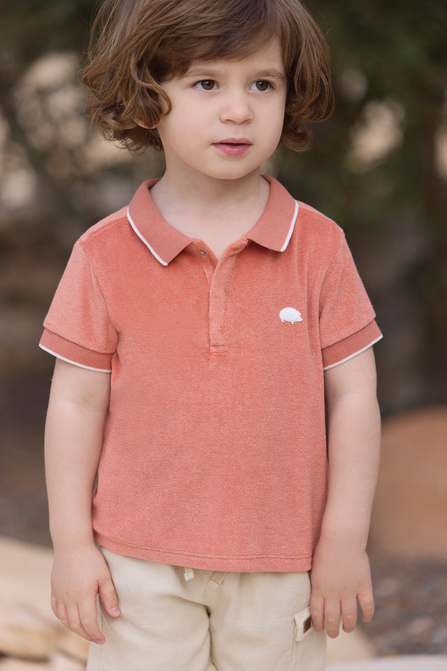 Poloshirt - Orange Strickwaren Schwamm - Image principale