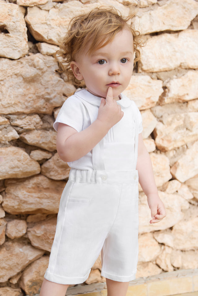 Short - White Linen Braces - Image principale