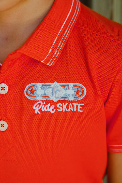 Polo - Naranja picante Punto pinchado - Image principale