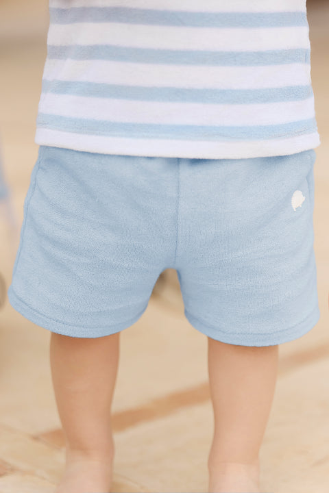 Kurze Hose - Blau gewaschen Strickwaren Schwamm - Image principale