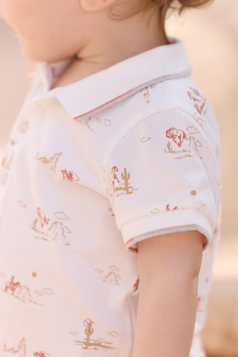 Polo shirt - ecru Illustration cowboy - Image principale