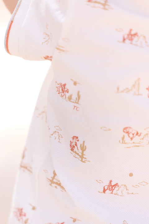 Polo shirt - ecru Illustration cowboy - Image principale