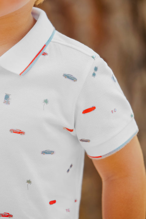 Poloshirt - Würziges Orange Illustration Stadtabenteuer - Image principale