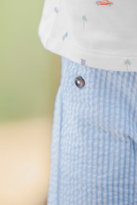 Kurze Hose - Blau Graué Streifens - Image principale
