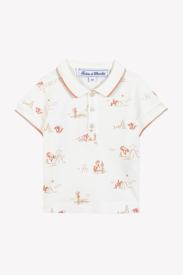Polo shirt - ecru Illustration cowboy - Image principale