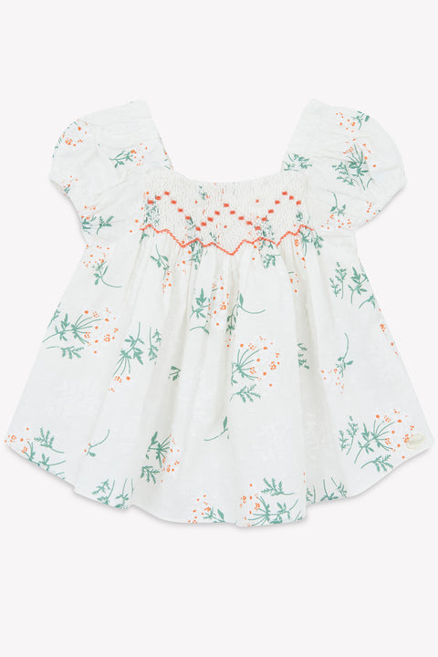 Blouse - White smock Print flowery - Image principale
