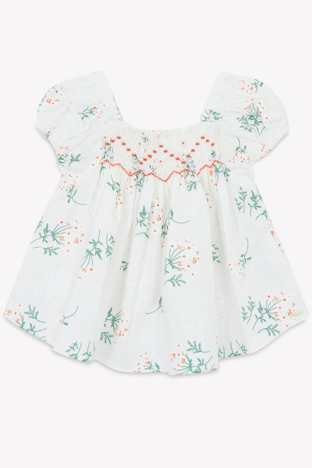 Blouse - White smock Print flowery - Image principale
