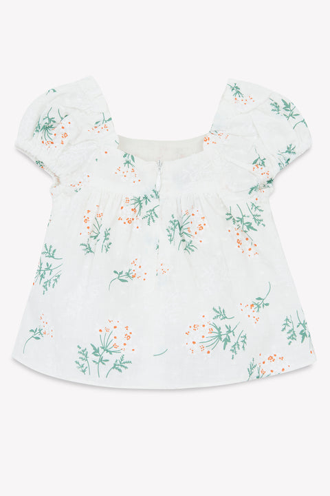 Blouse - White smock Print flowery - Image principale
